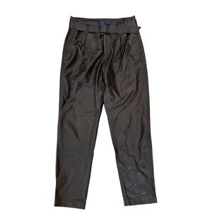 Polo Ralph Lauren Women’s Brown 100% Lamb Leather Belted Tapered Pants Size 6